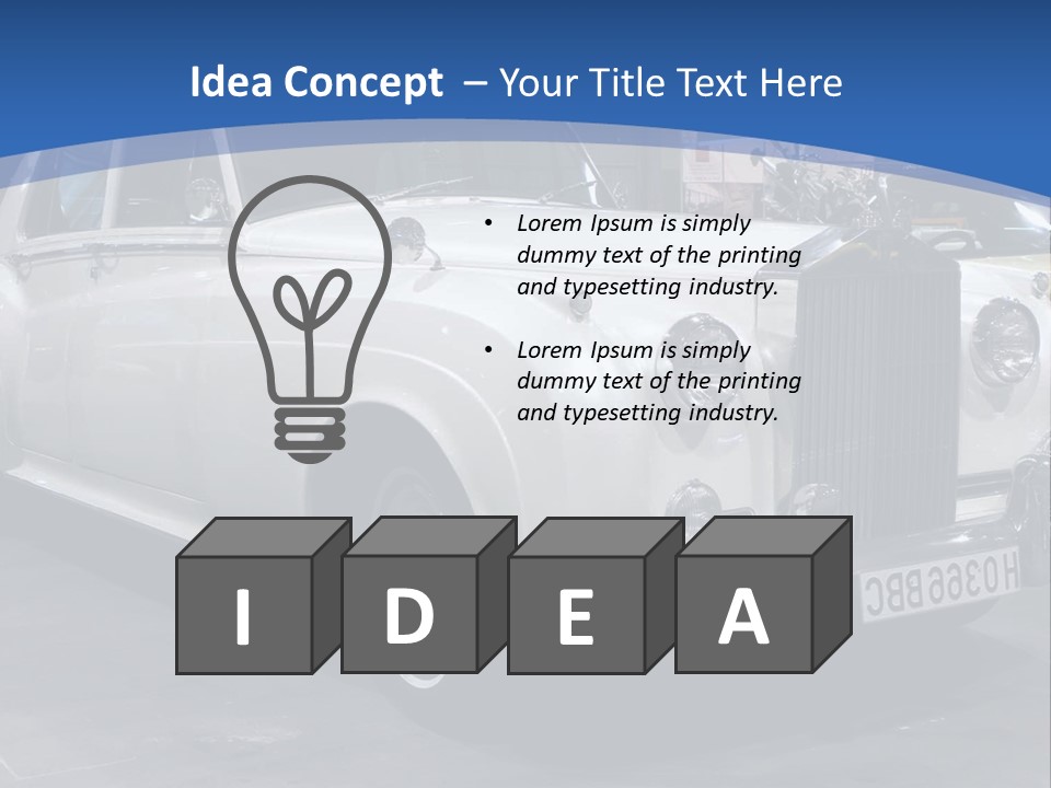 A White Car Is On Display In A Showroom PowerPoint Template