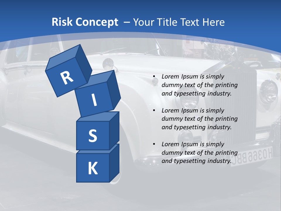 A White Car Is On Display In A Showroom PowerPoint Template