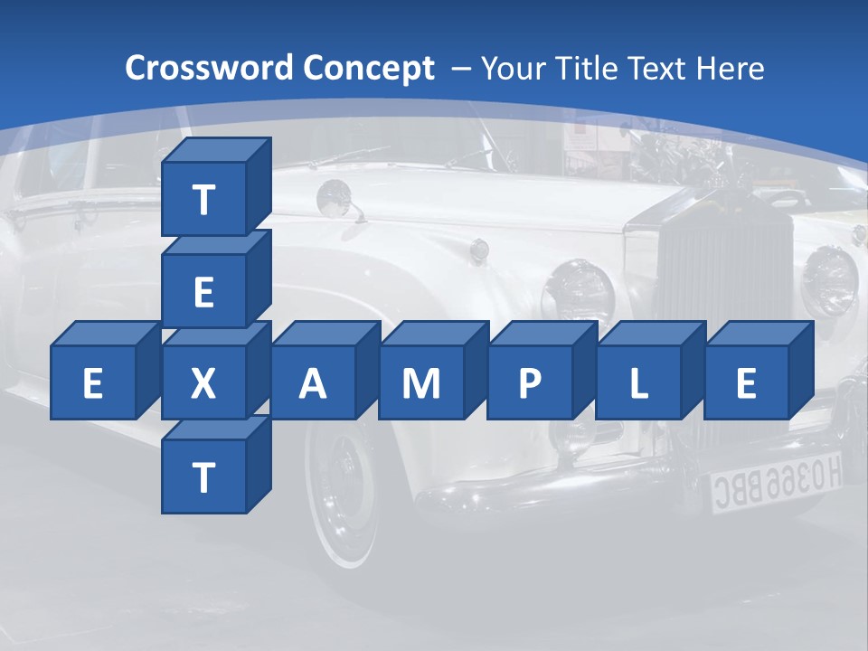 A White Car Is On Display In A Showroom PowerPoint Template