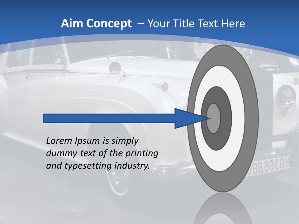 A White Car Is On Display In A Showroom PowerPoint Template