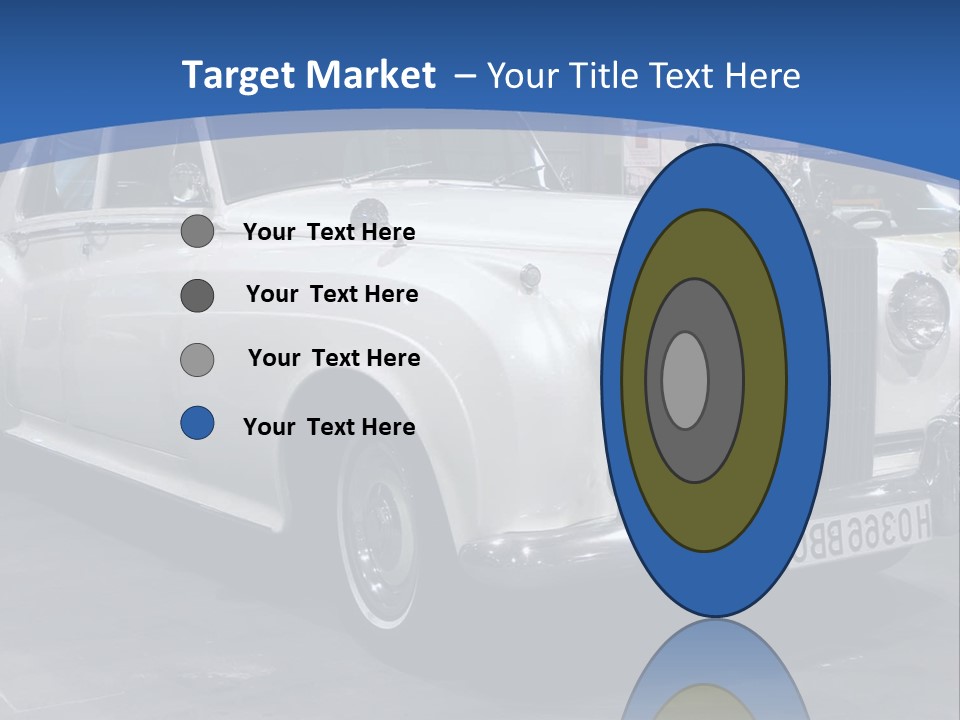 A White Car Is On Display In A Showroom PowerPoint Template