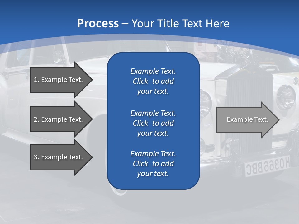 A White Car Is On Display In A Showroom PowerPoint Template