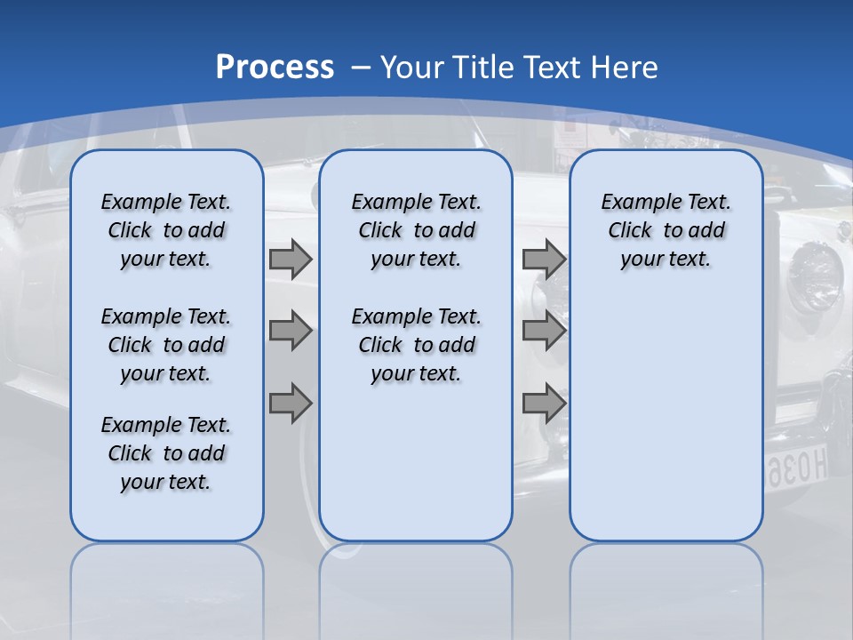 A White Car Is On Display In A Showroom PowerPoint Template