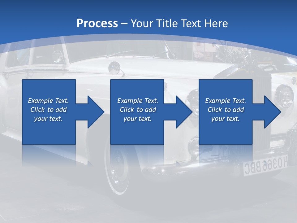 A White Car Is On Display In A Showroom PowerPoint Template