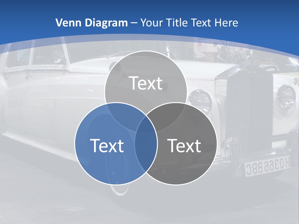 A White Car Is On Display In A Showroom PowerPoint Template