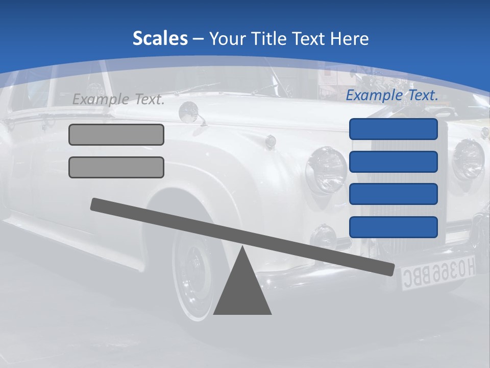 A White Car Is On Display In A Showroom PowerPoint Template