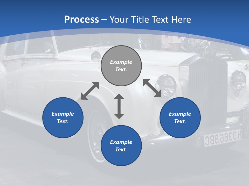 A White Car Is On Display In A Showroom PowerPoint Template