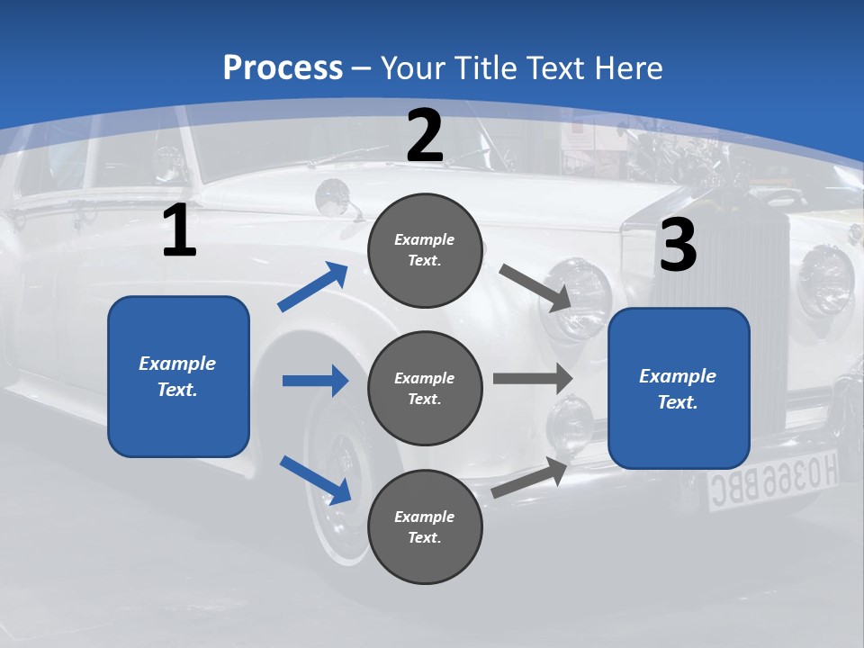 A White Car Is On Display In A Showroom PowerPoint Template