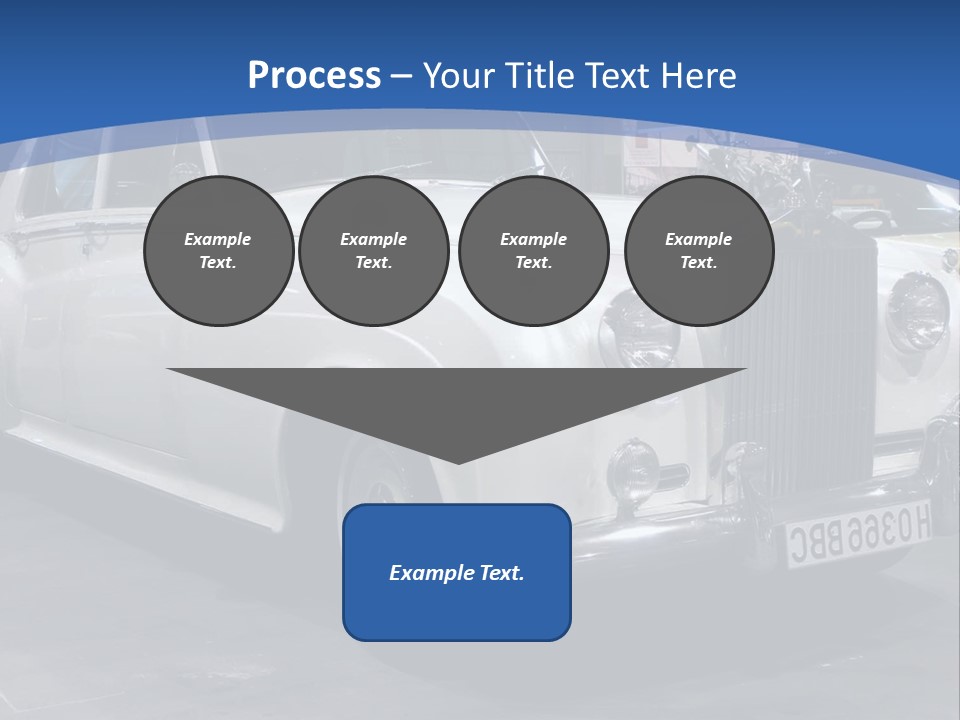 A White Car Is On Display In A Showroom PowerPoint Template