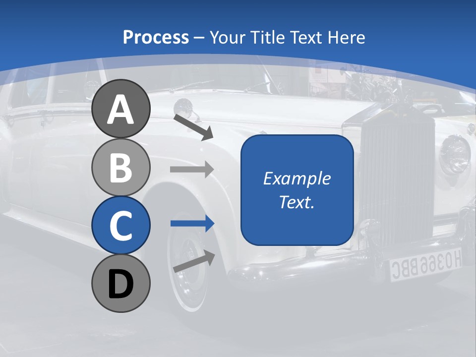 A White Car Is On Display In A Showroom PowerPoint Template