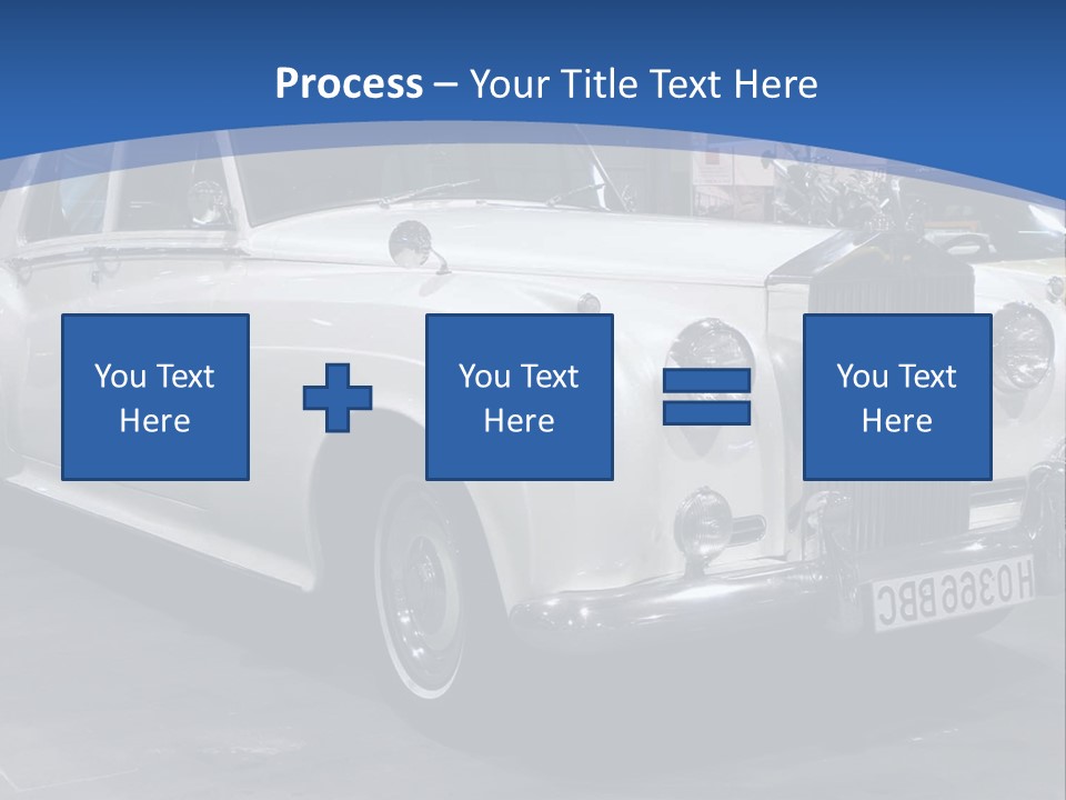 A White Car Is On Display In A Showroom PowerPoint Template