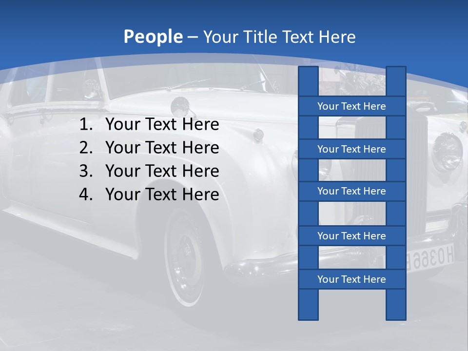 A White Car Is On Display In A Showroom PowerPoint Template