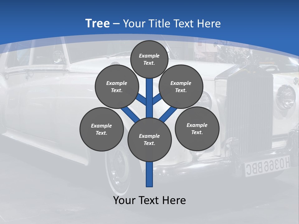 A White Car Is On Display In A Showroom PowerPoint Template
