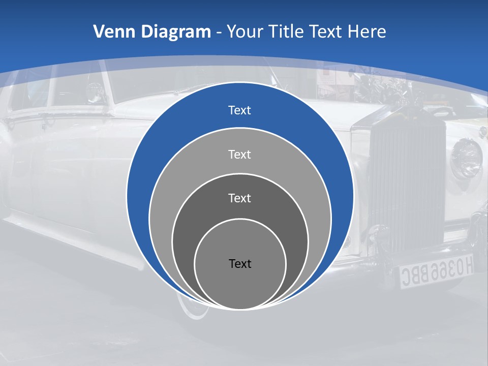 A White Car Is On Display In A Showroom PowerPoint Template