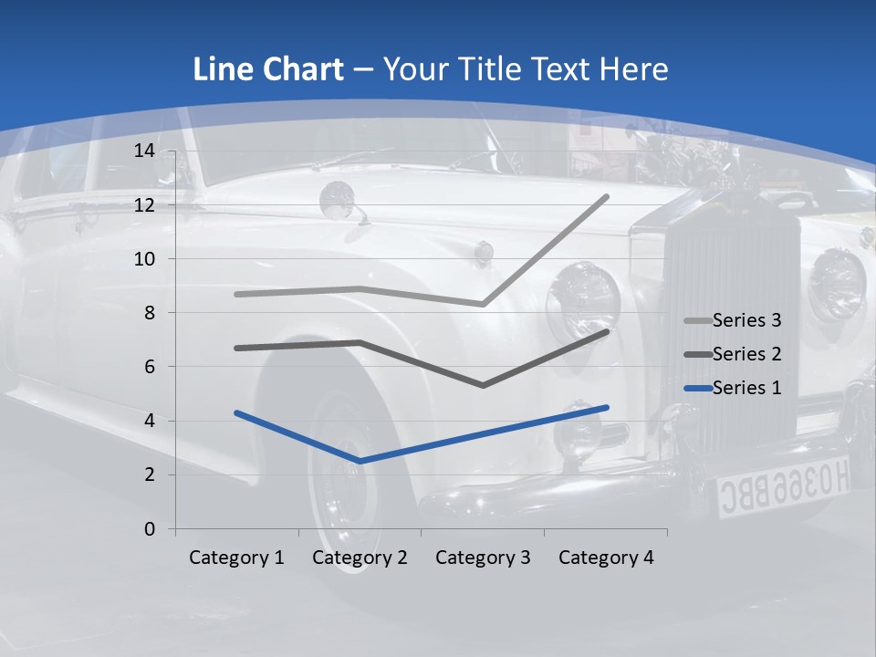 A White Car Is On Display In A Showroom PowerPoint Template