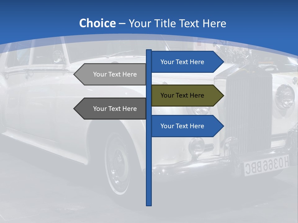 A White Car Is On Display In A Showroom PowerPoint Template
