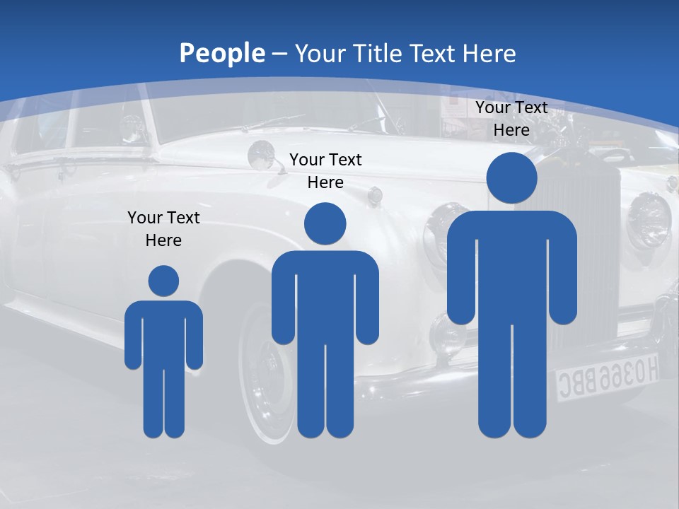 A White Car Is On Display In A Showroom PowerPoint Template