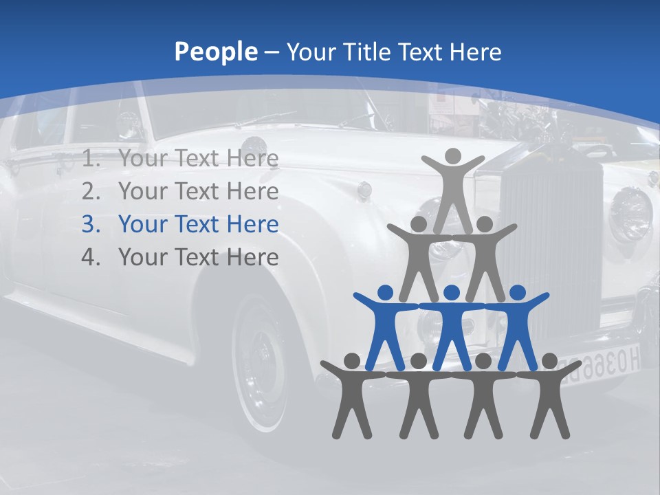 A White Car Is On Display In A Showroom PowerPoint Template