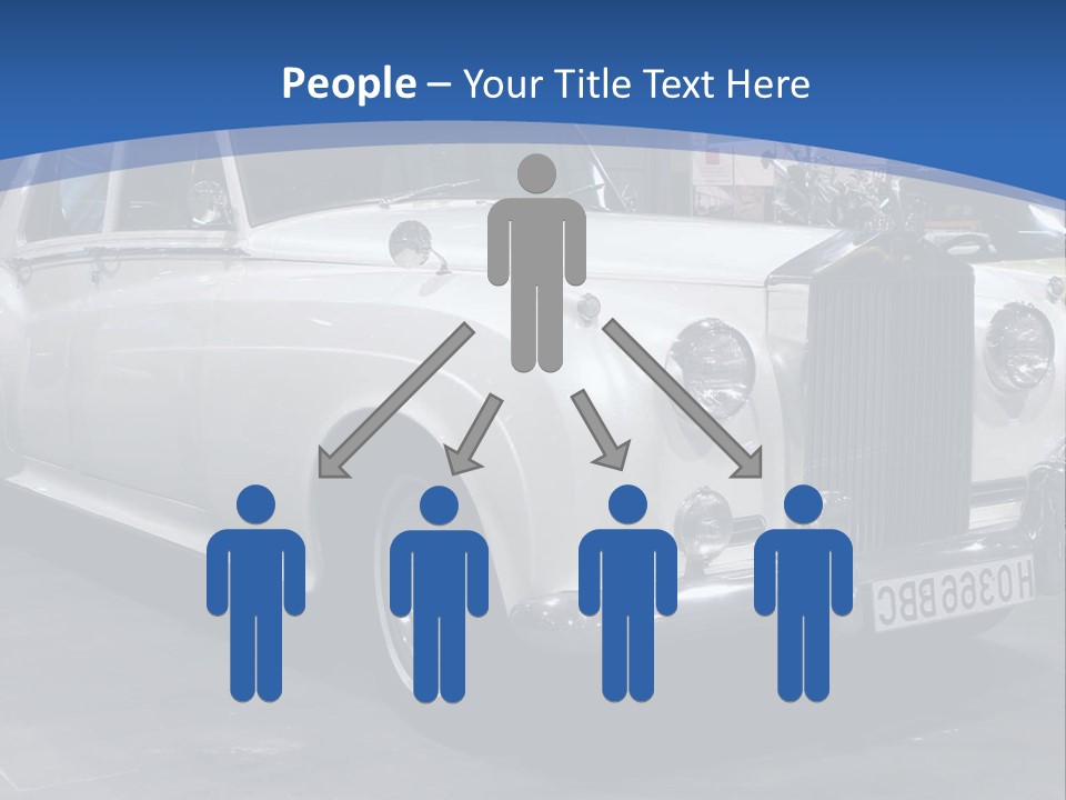 A White Car Is On Display In A Showroom PowerPoint Template