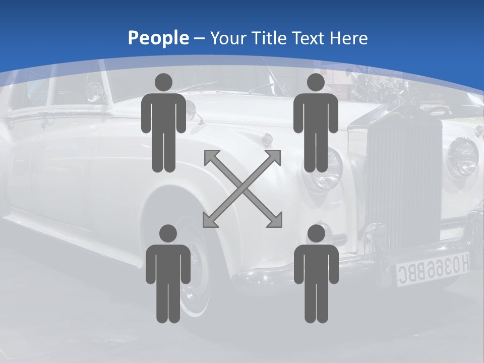 A White Car Is On Display In A Showroom PowerPoint Template