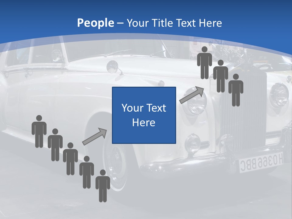 A White Car Is On Display In A Showroom PowerPoint Template