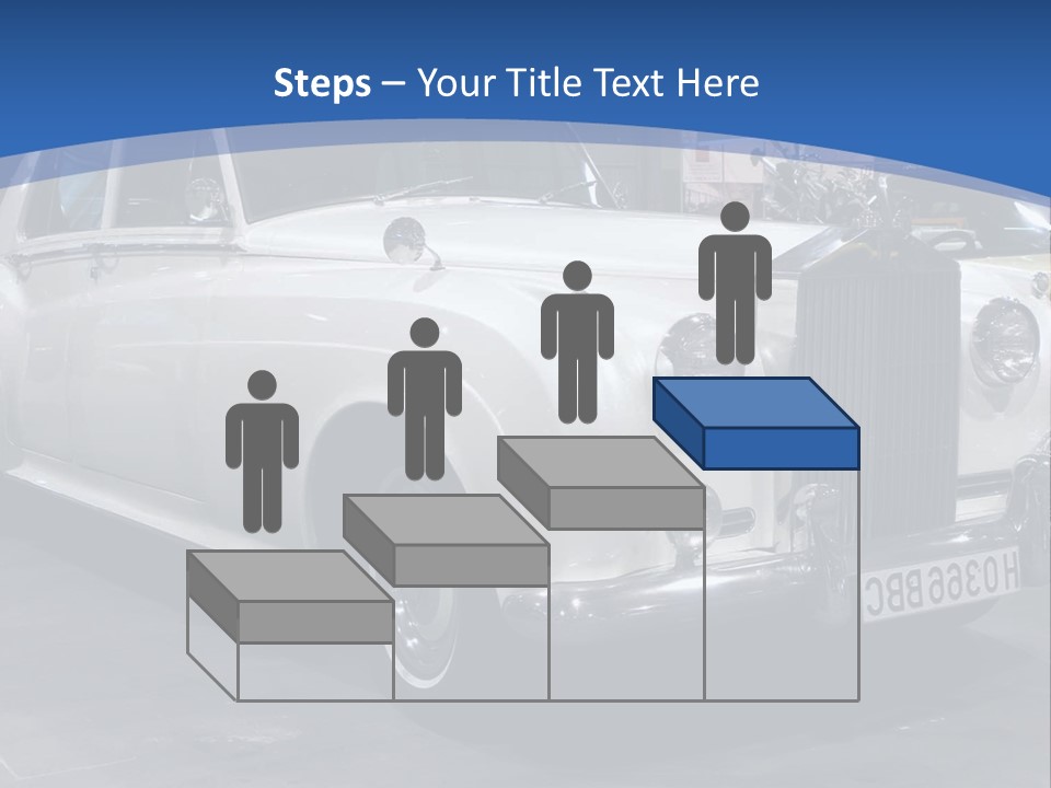 A White Car Is On Display In A Showroom PowerPoint Template