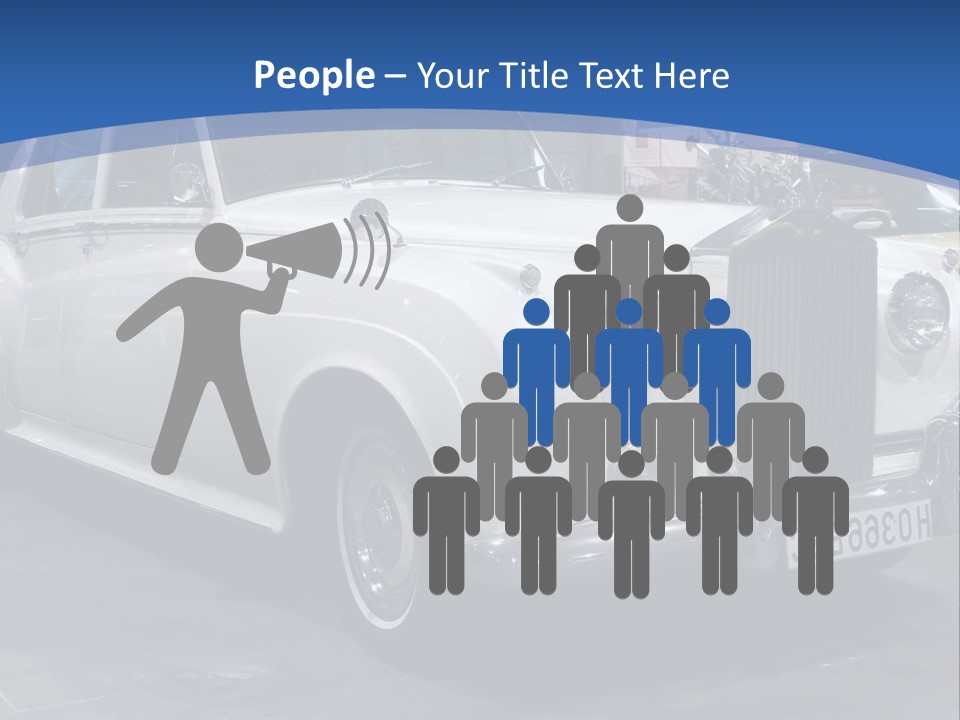 A White Car Is On Display In A Showroom PowerPoint Template
