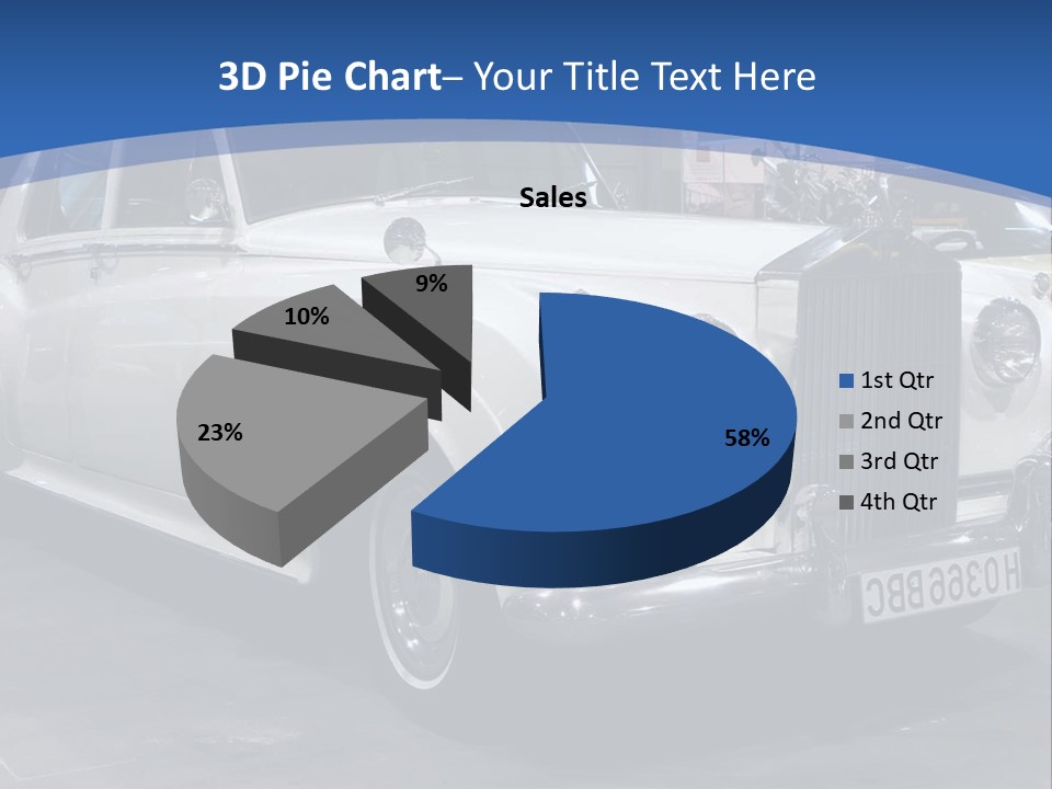 A White Car Is On Display In A Showroom PowerPoint Template