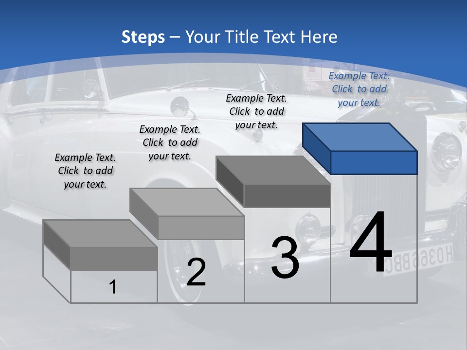 A White Car Is On Display In A Showroom PowerPoint Template