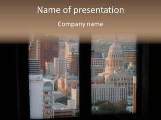 A View Of A City From A Window PowerPoint Template