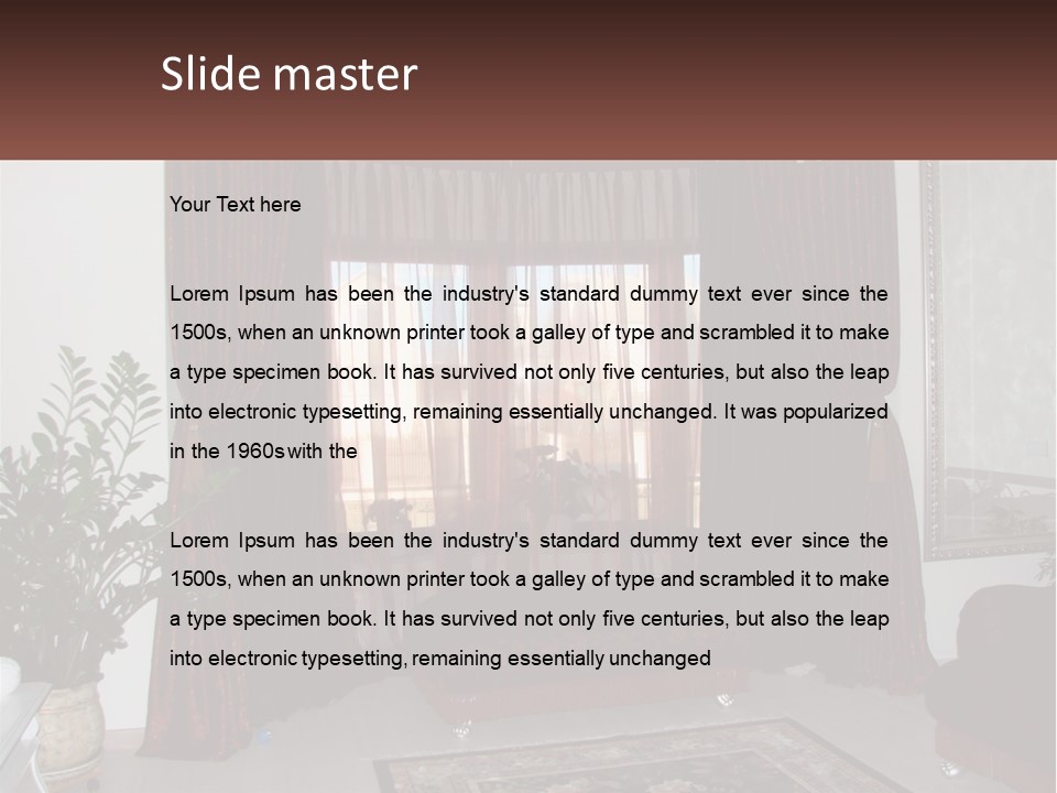 A Living Room With A Couch And A Rug PowerPoint Template