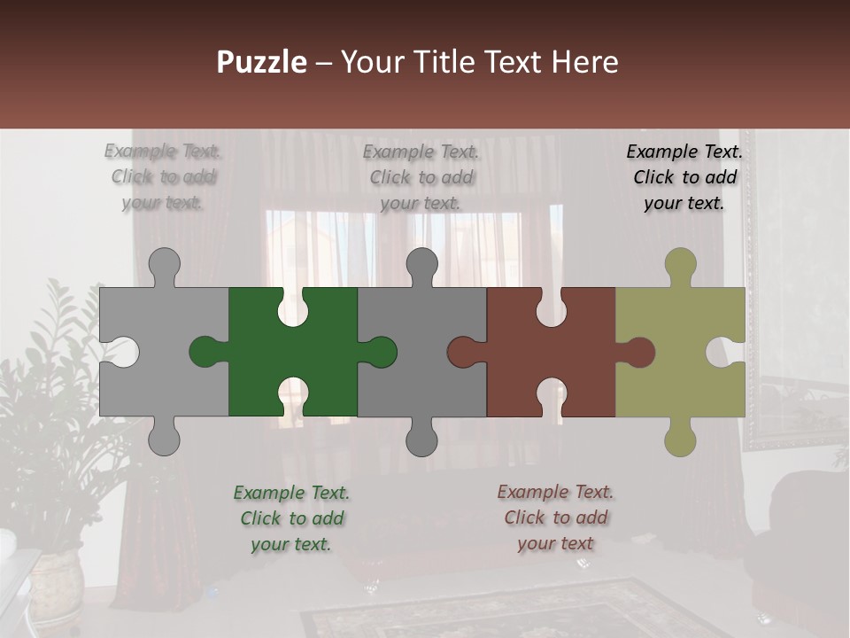 A Living Room With A Couch And A Rug PowerPoint Template
