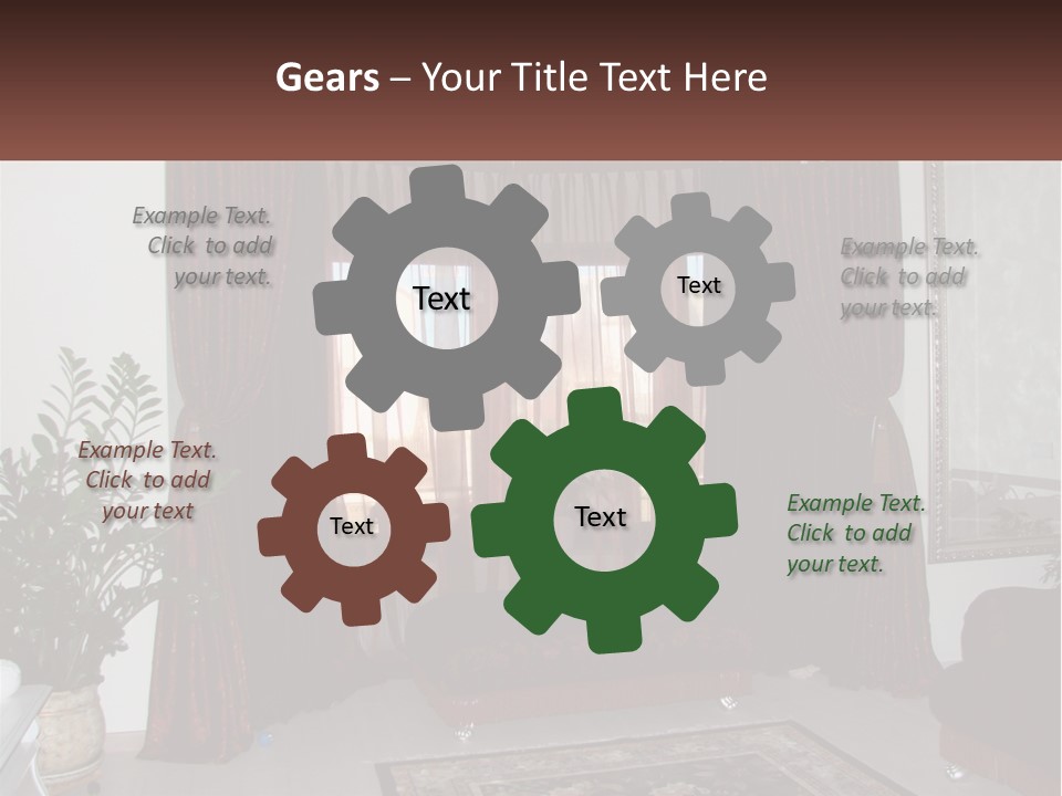 A Living Room With A Couch And A Rug PowerPoint Template