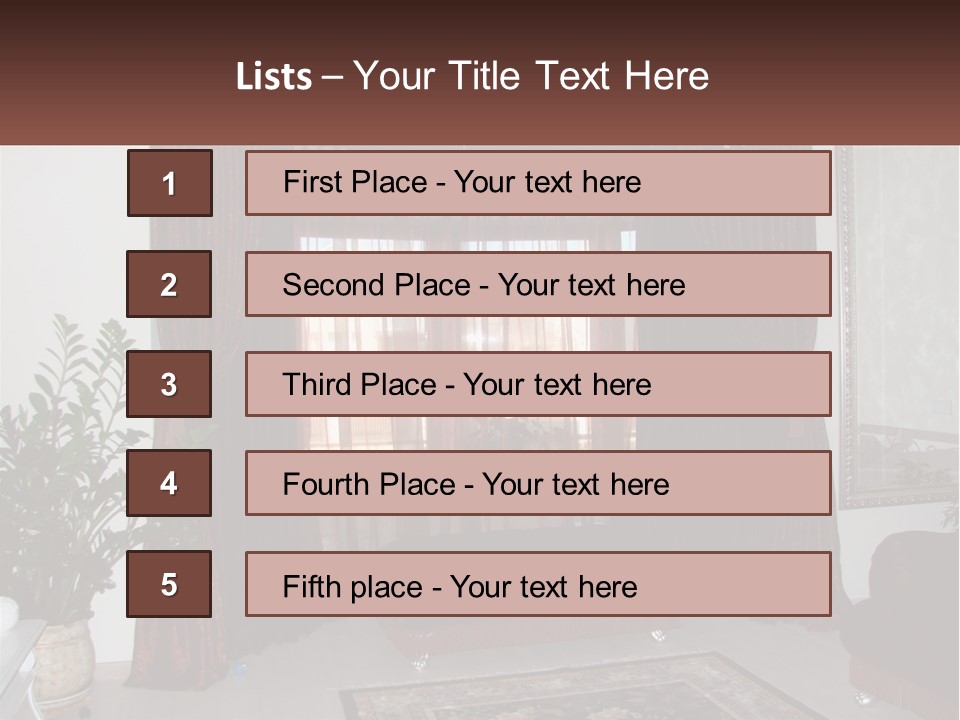 A Living Room With A Couch And A Rug PowerPoint Template