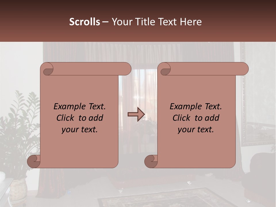 A Living Room With A Couch And A Rug PowerPoint Template