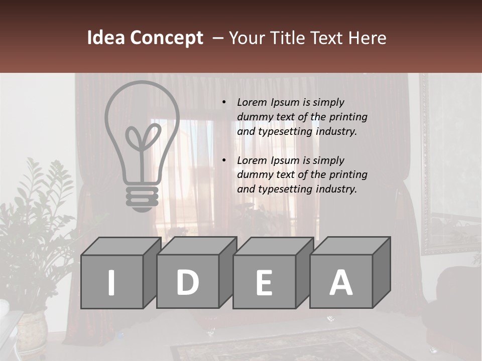 A Living Room With A Couch And A Rug PowerPoint Template