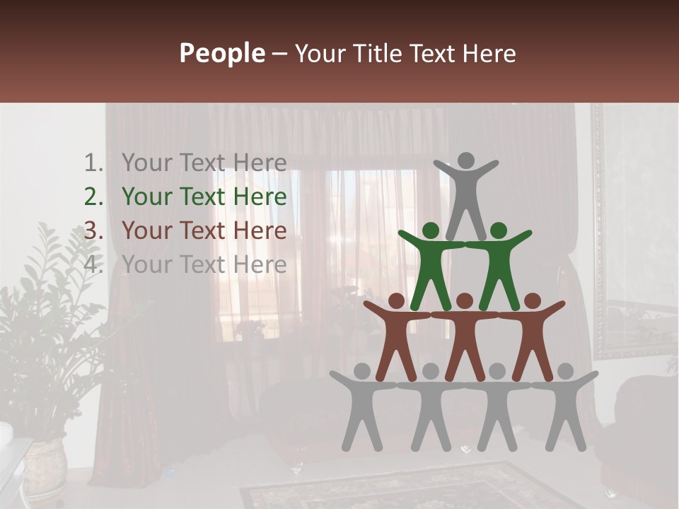 A Living Room With A Couch And A Rug PowerPoint Template