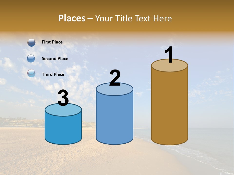 A Sandy Beach With Blue Sky And Clouds PowerPoint Template