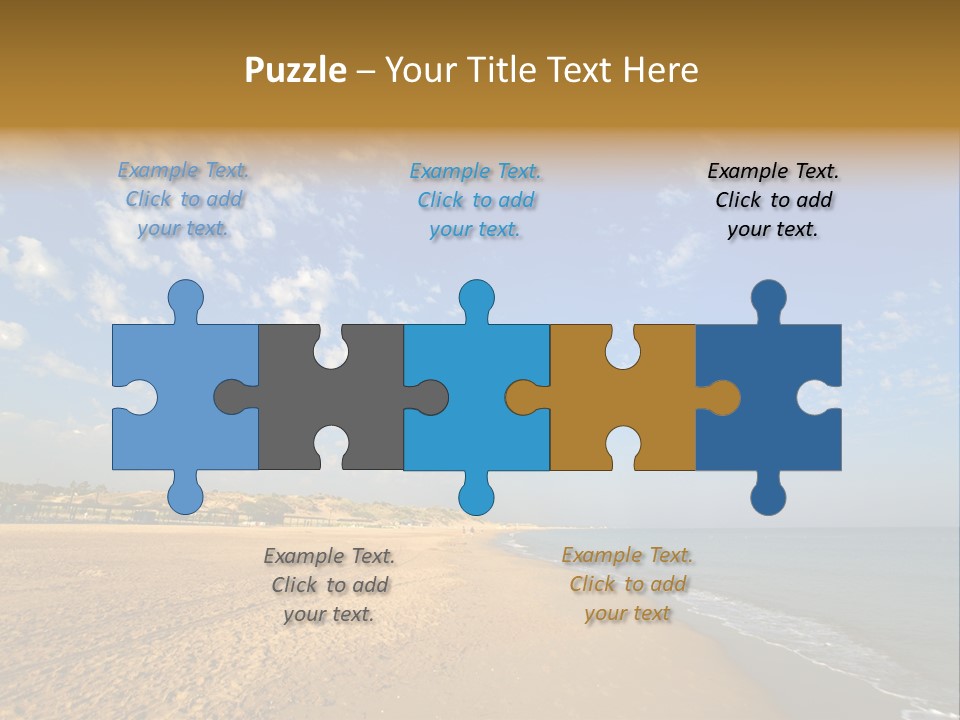 A Sandy Beach With Blue Sky And Clouds PowerPoint Template