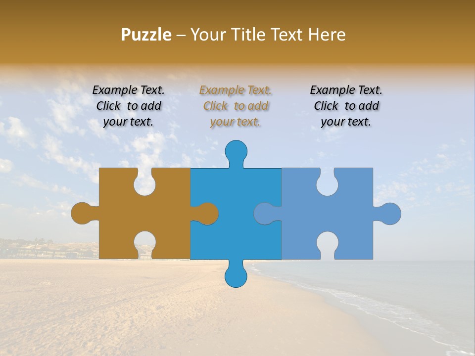 A Sandy Beach With Blue Sky And Clouds PowerPoint Template