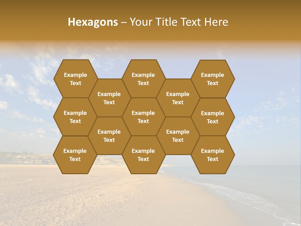 A Sandy Beach With Blue Sky And Clouds PowerPoint Template