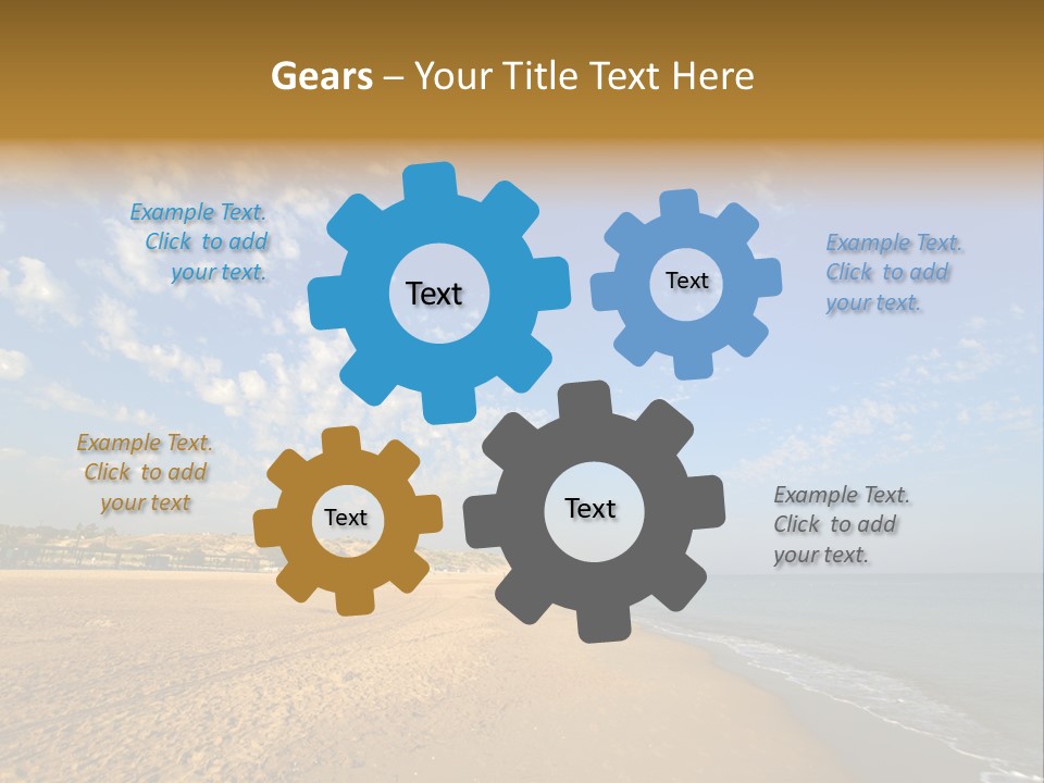 A Sandy Beach With Blue Sky And Clouds PowerPoint Template