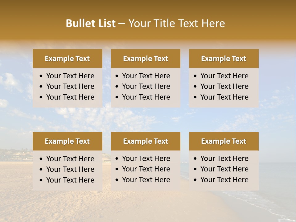 A Sandy Beach With Blue Sky And Clouds PowerPoint Template