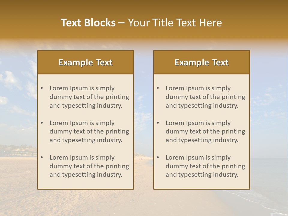 A Sandy Beach With Blue Sky And Clouds PowerPoint Template