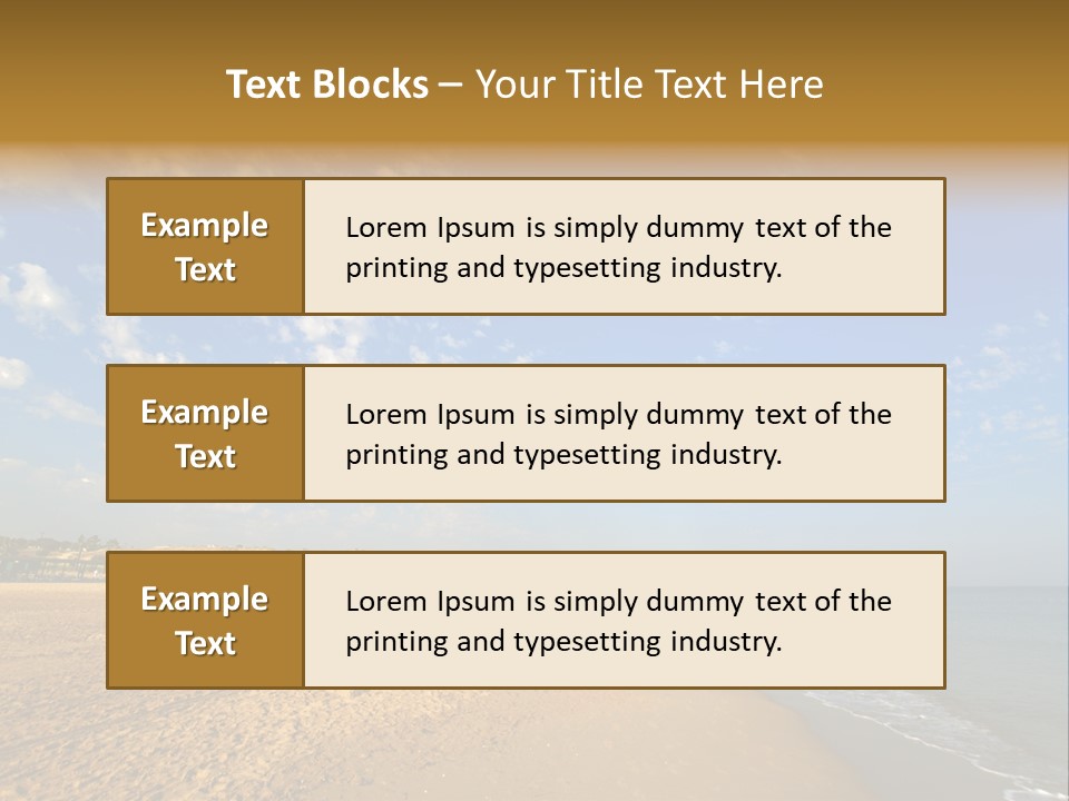 A Sandy Beach With Blue Sky And Clouds PowerPoint Template