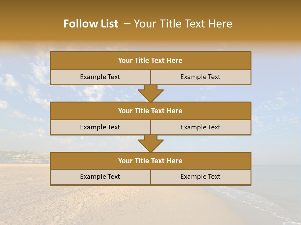 A Sandy Beach With Blue Sky And Clouds PowerPoint Template