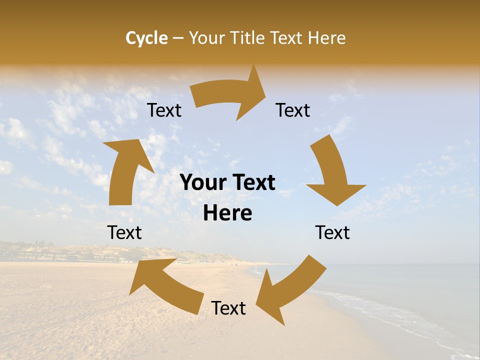 A Sandy Beach With Blue Sky And Clouds PowerPoint Template