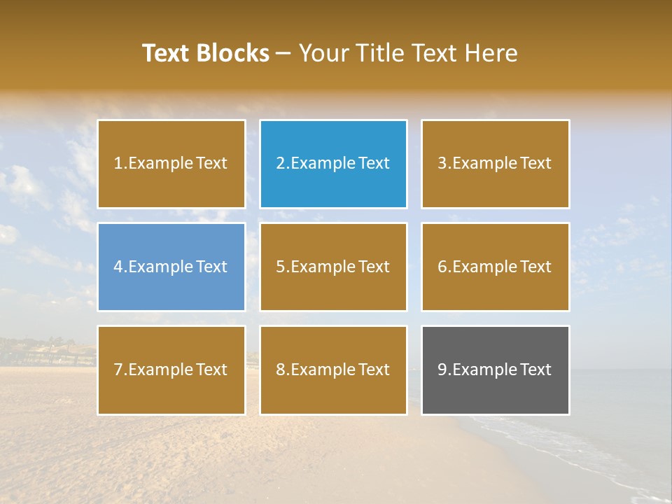 A Sandy Beach With Blue Sky And Clouds PowerPoint Template