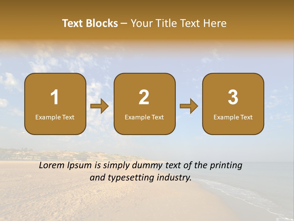 A Sandy Beach With Blue Sky And Clouds PowerPoint Template