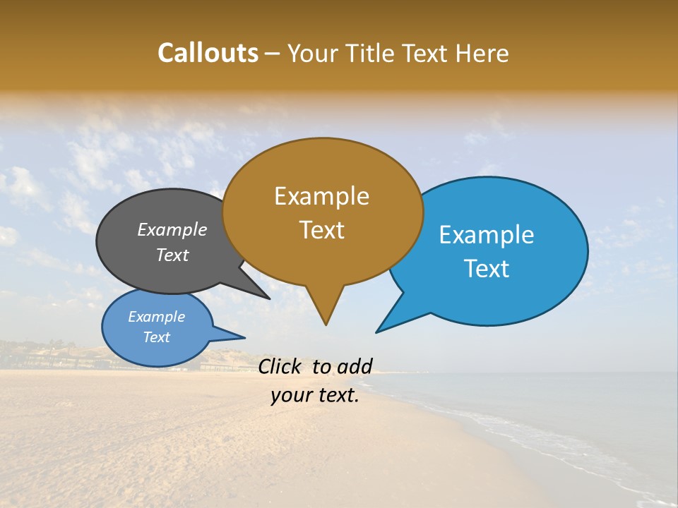 A Sandy Beach With Blue Sky And Clouds PowerPoint Template